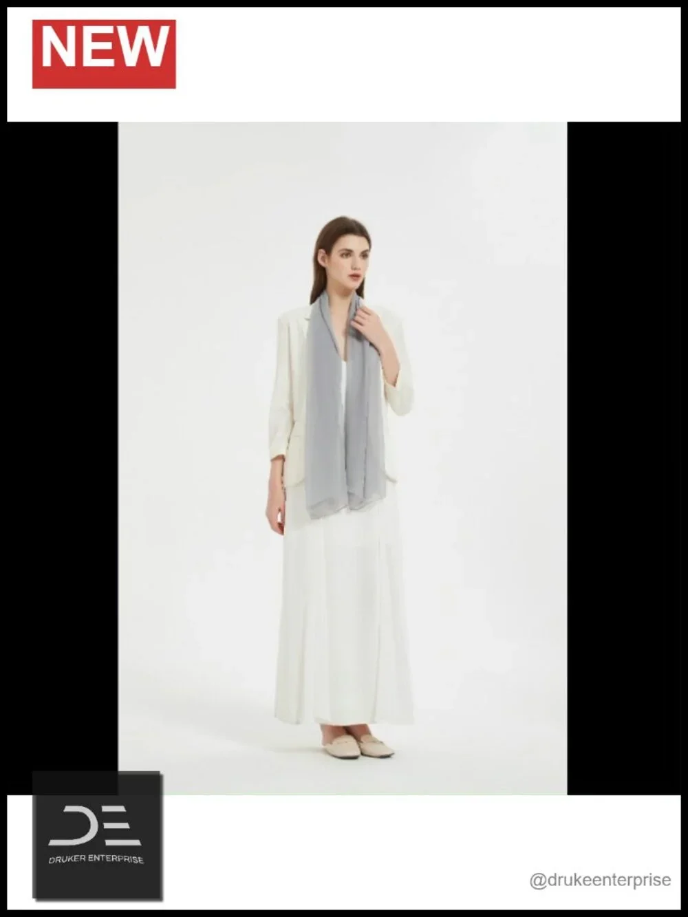 Long Chiffon Sheer Fashion Scarf, Silk/Polyester, Lightweight, Breathable